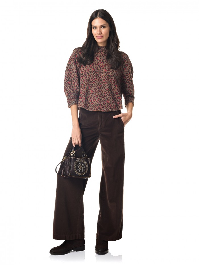 Cropped animal print knitwear